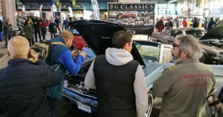 Classic car exhibition, fans around Mustang