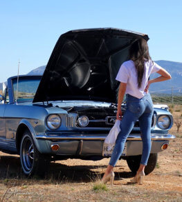 Model & Mustang in dessert